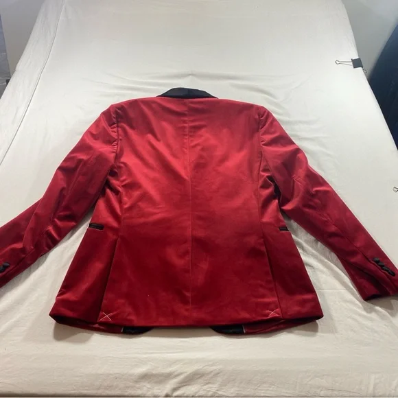 JF J.Ferrar Red and Black Tuxedo Jacket Christmas New year party - Picture 10 of 11